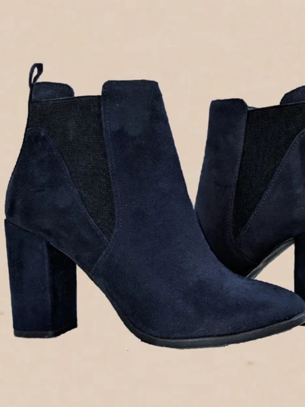 F&F (Florence & Fred) Sensitive Soles Navy Suede Chelsea Block Heel Ankle Boots